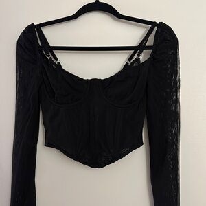 White Fox Boutique Long Sleeve Bustier Black - Size XS
